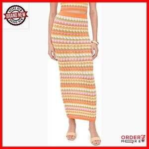 Maxi Knit Skirt High Rise Elastic Waistband Geometric Pattern Active Wear